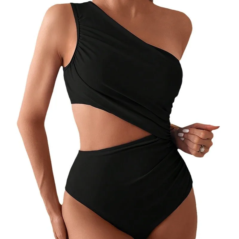 2025 Must-Have One-Piece Swimsuit Conservative Women's Sophisticated Bikini Set European & American Sexy One-Shoulder Beachwear