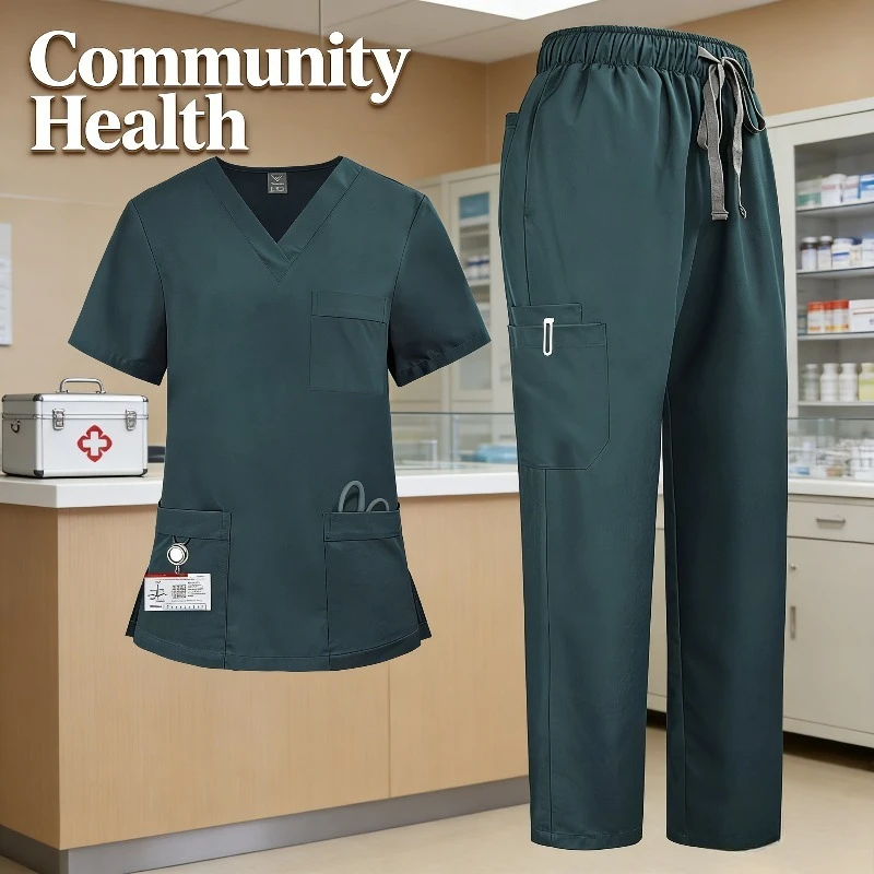 

Autumn Winter Brush Hand Clothes Set Quick Dry Stretch Scrubs Unisex Two Piece Work Clothes
