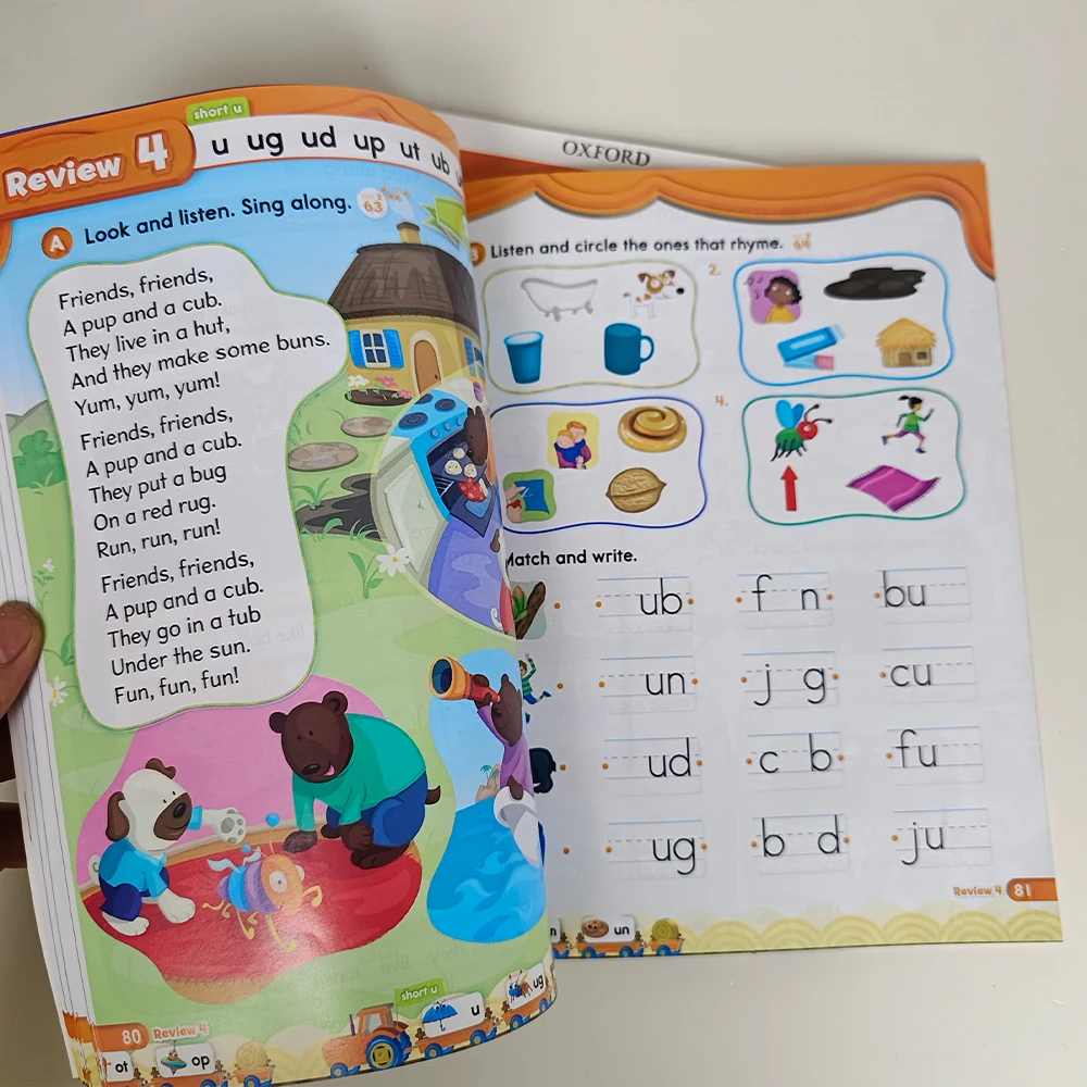 2 book Children In English Teaching Oxford Phonics World Level 1/2/3/4/5 Reading Books + Workbooks Books For Kids Learning book
