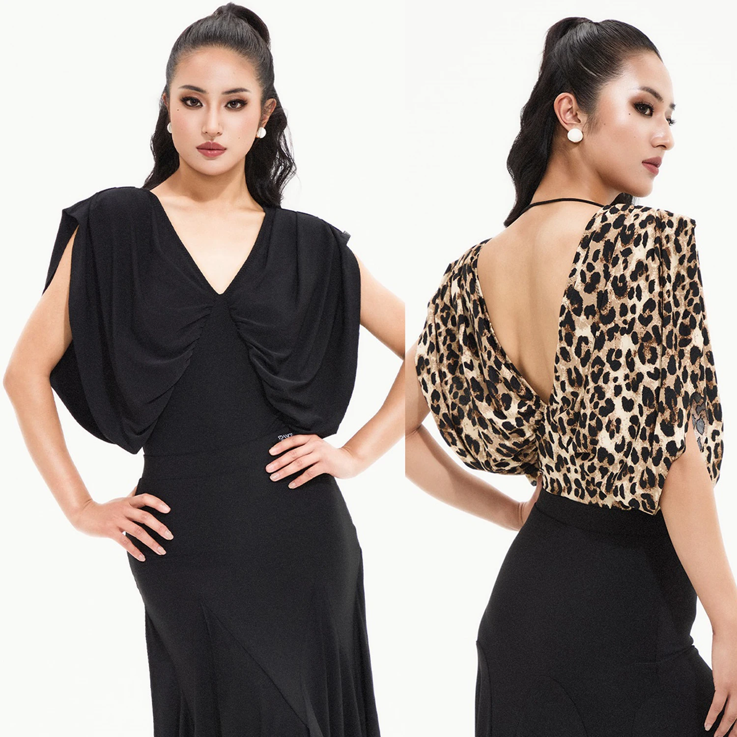 

Ballroom Dance Clothes Women V Neck Summer Latin Dance Tops Loose Practice Clothing Rumba Waltz Dance Performance Top DNV23447
