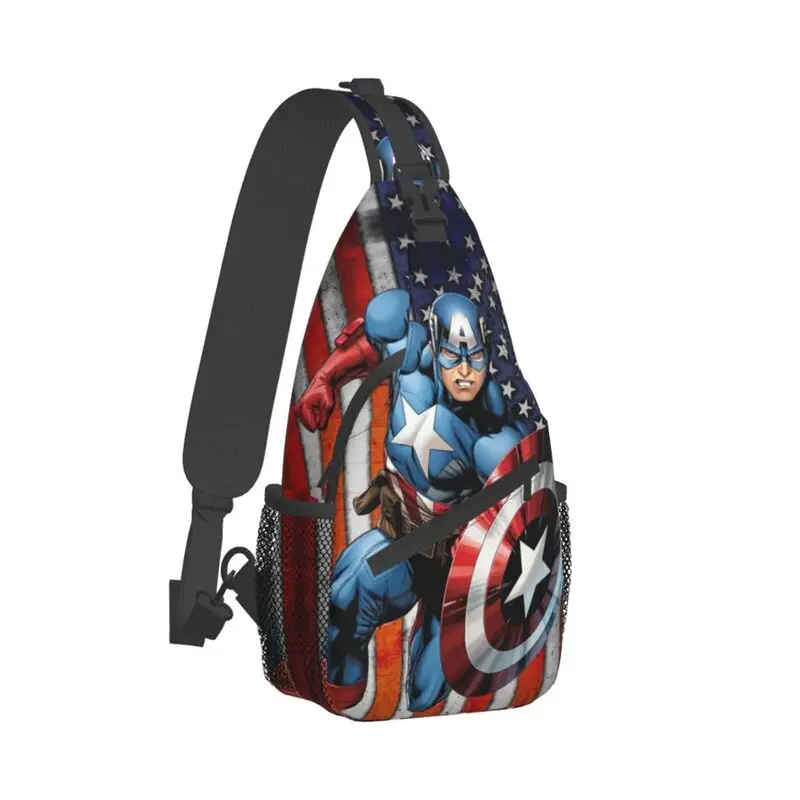 Captain America Crossbody Sling Backpack Men Custom Chest Shoulder Bag for Traveling Daypack