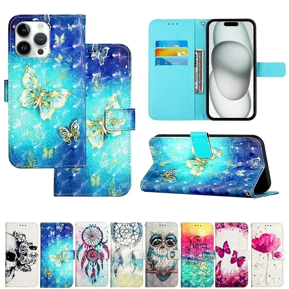 Cute Painted Leather Flip Case on For Nokia HMD Skyline Fuison Pulse Plus X10 X20 X30 G10 G11 G20 G21 C10 C20 C30 Wallet Cover