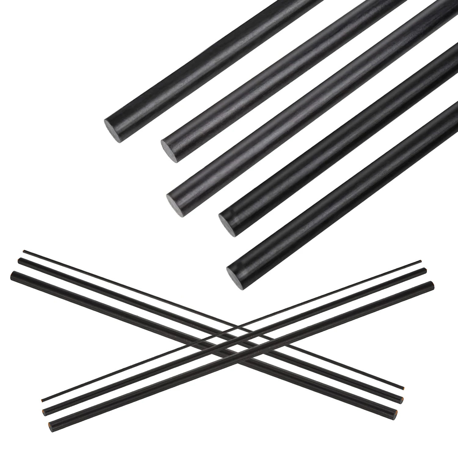 1-10 pièces de tiges en fibre de verre noires, diamètre 0,8/1/1,5/2/2,5/3,0/3,5/4/4,5/5,0/6/7/8 mm, tiges isolantes pour cerfs-volants, longueur de la tige en fibre de verre 500 mm