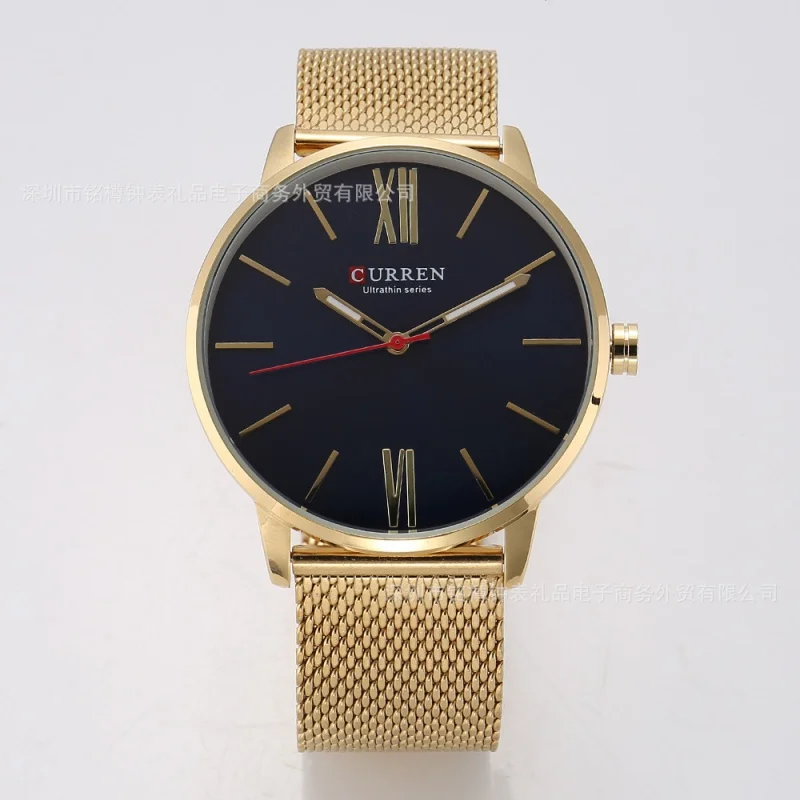 Curren 8238 ساعة رجالي حزام الفولاذ ساعة رجالية مقاوم للماء ساعة كوارتز رجال الأعمال
