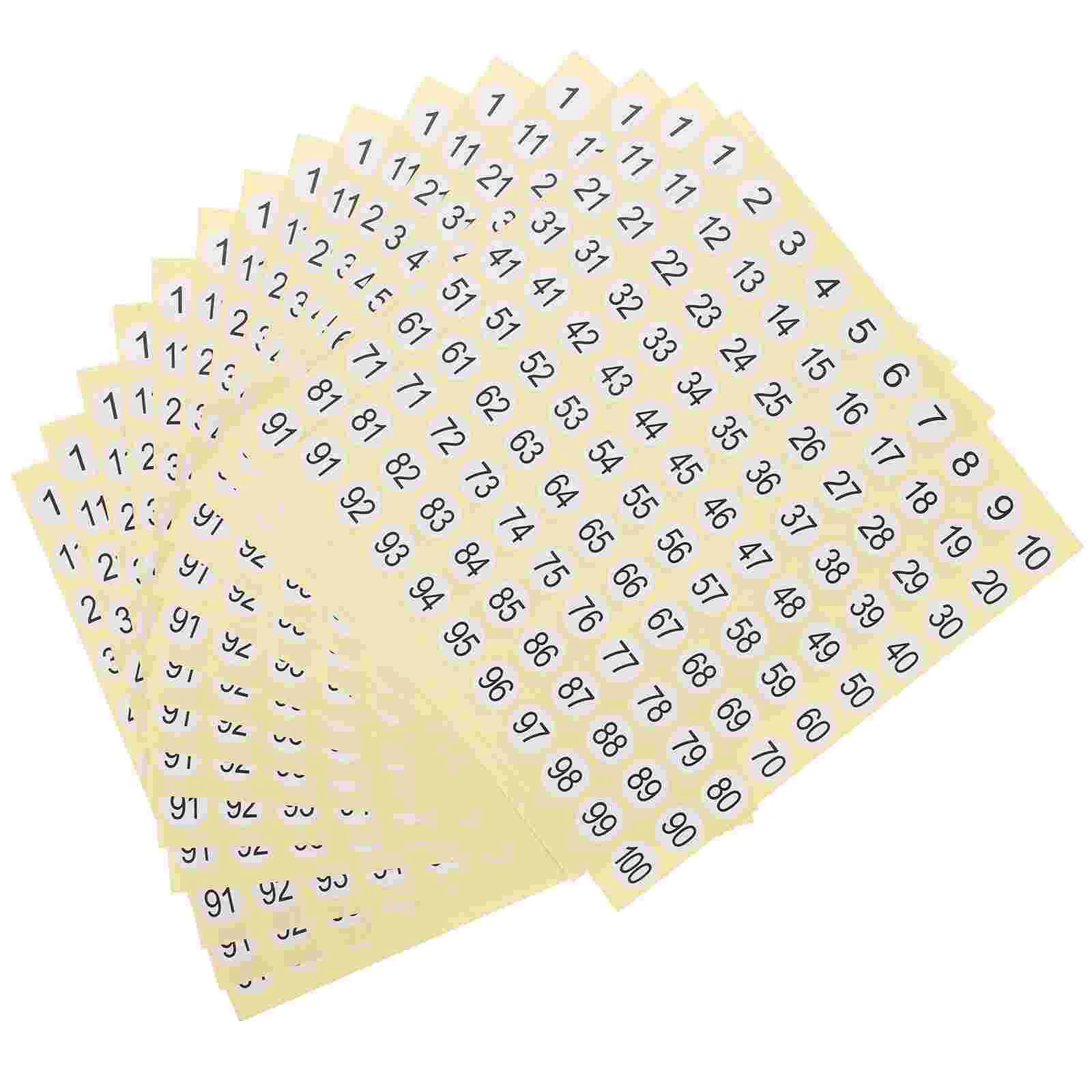 15 Sheets Self-adhesive Stickers Number Labels Numbers Multipurpose Numbered 1-100 Coated Paper Small