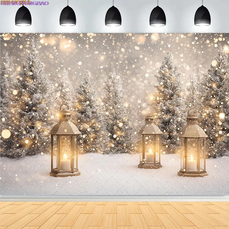 

Christmas Day Wreath Family New Year Party Photography Backdrops Prop Window Living Room Xmas Tree Gift Snow Background WD-11
