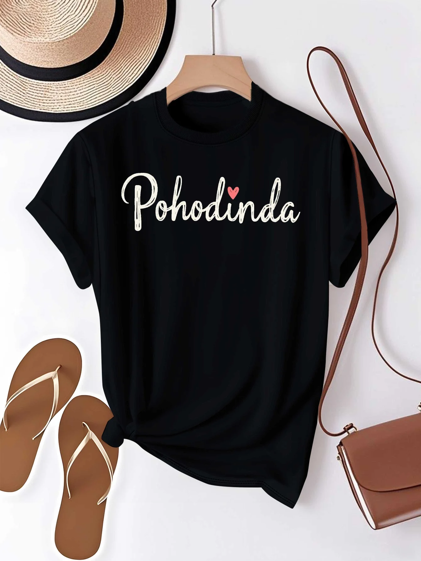 

Забавная футболка в стиле стритвир с надписью Pohodinda, подарок, хлопковая, оверсайз, летняя, свободная, с коротким рукавом, повседневная, трендовая футболка для женщин и мужчин