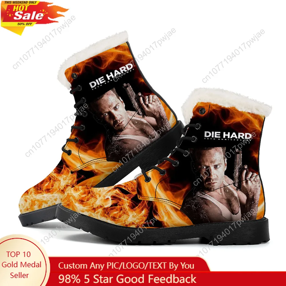 

Die Hard Movie John McClane Plush Boots Mens Womens Teenager Shoes Outdoor Casual Boot Light Couple High quality Customize Boots