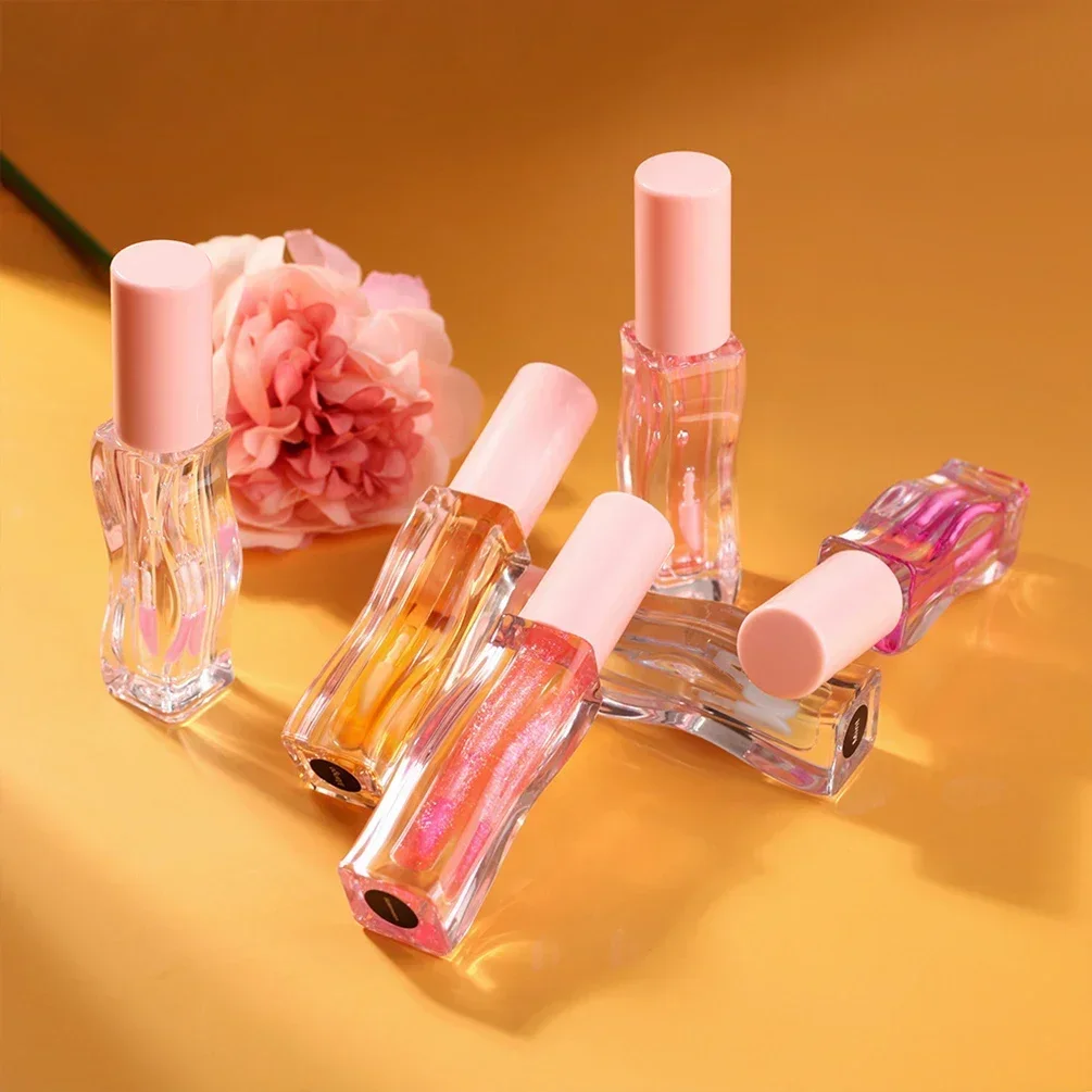 Private Label Wave Grain Quadrate Lip Oil Custom Logo Tinted Non-Sticky Formula Hydrating Nourishing Lip Care Makeup Wholesale