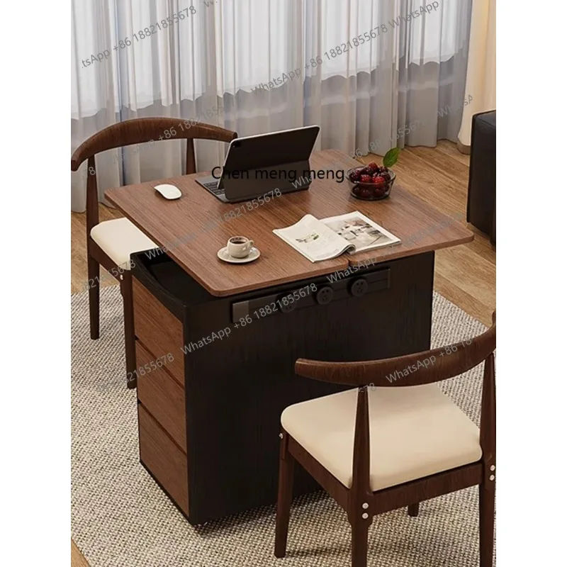 

RH Medieval style individually removable island dining table household mini liftable folding side cabinet