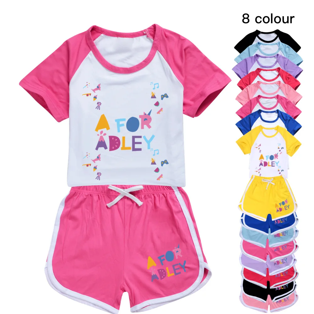 New Girls Boys Summer Clothing Set A for Adley Kids Sports T-shirt+Pants 2-piece set Baby Clothing Comfortable Outfits Pyjamas