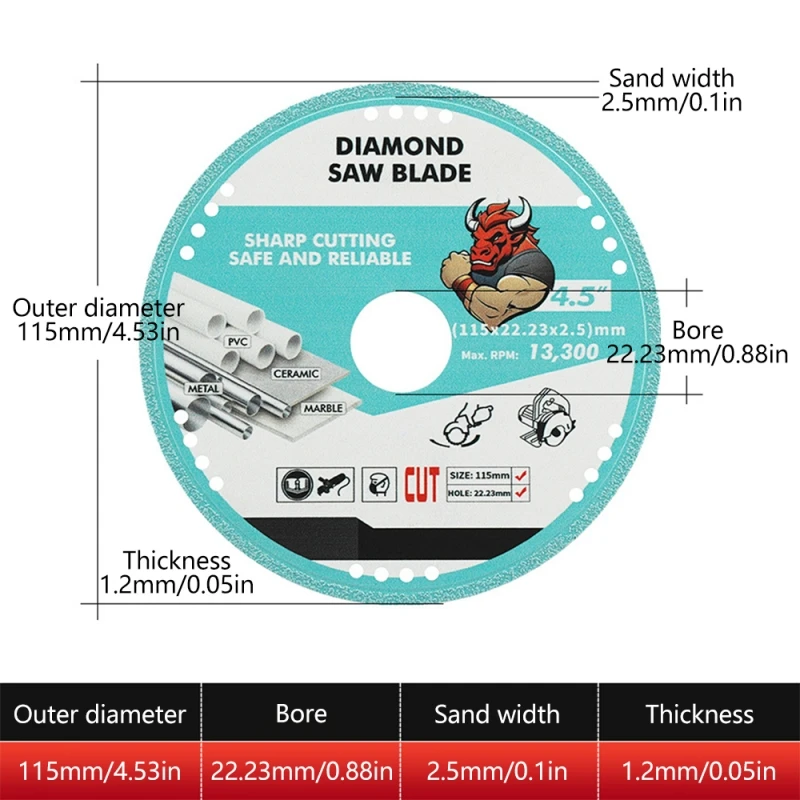 ใบเลื่อยเพชร brazed สำหรับเหล็กเหล็กหินเหล็กหล่อเหล็กเส้นอลูมิเนียมทุกวัตถุประสงค์22.23มม.