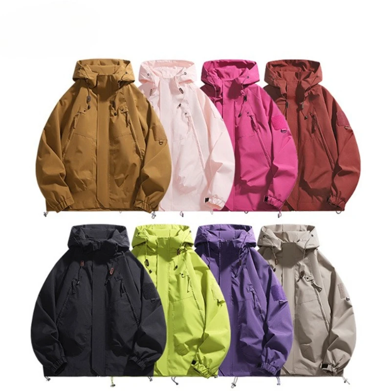 

Spring and Autumn Single-layer Jacket Men's and Women's Same Outdoor Hooded Sports Windproof and Waterproof Mountaineering Suit