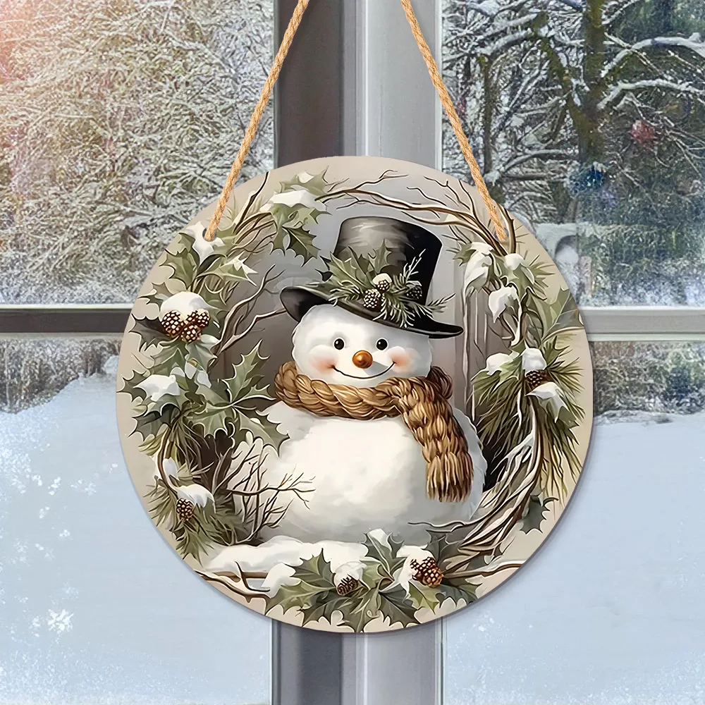 

Christmas snowman snowflake complex color creative disc with rope pendant, window decoration porch hanging