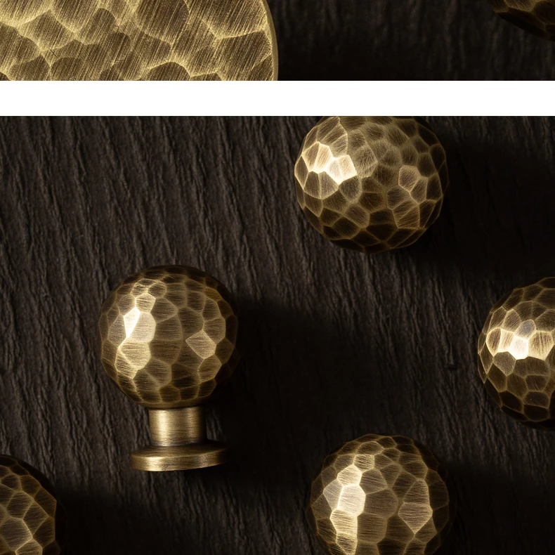 Hammered brass cabinet knob in antique brushed finish — product image 20