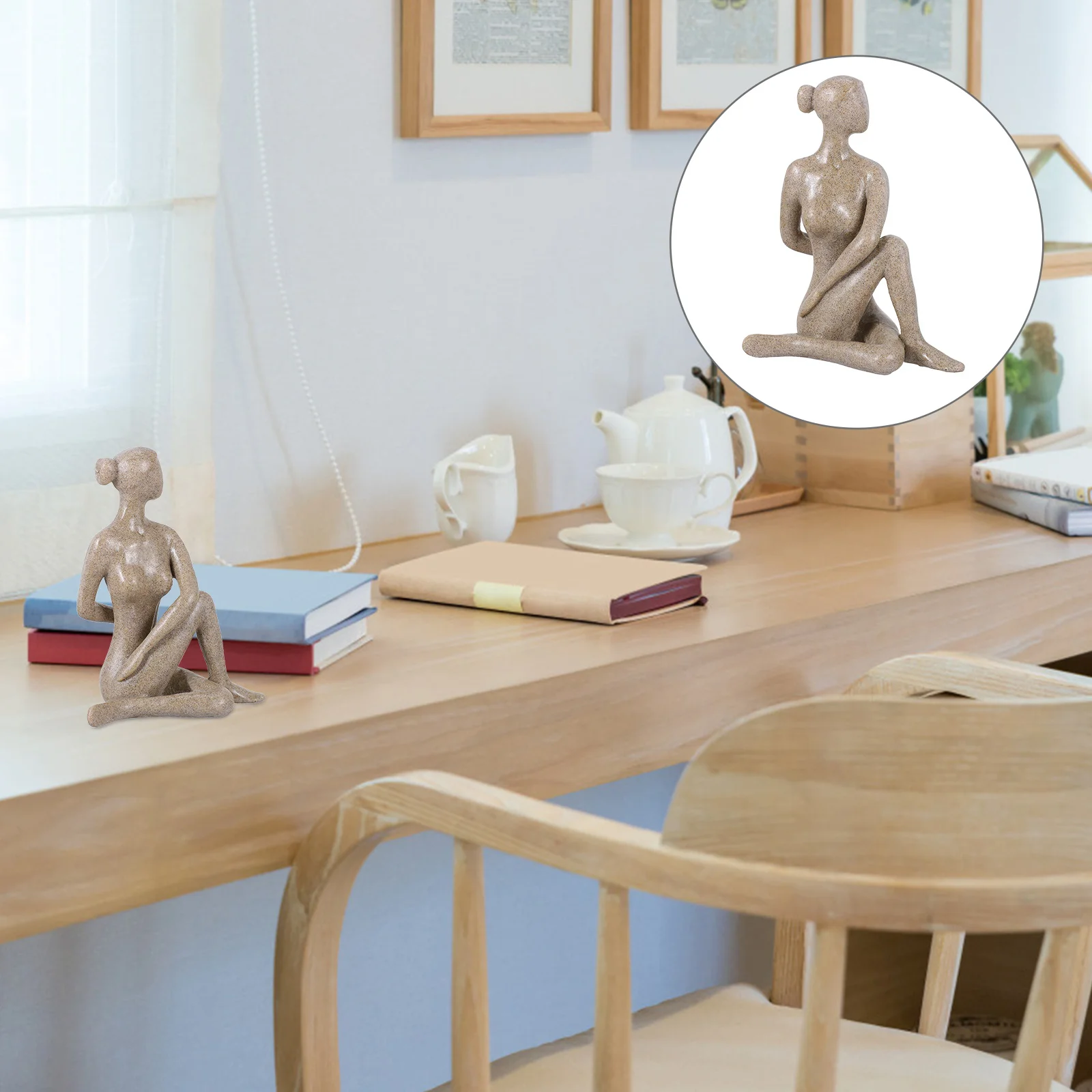 

Lightweight Handmade Resin Yoga Girl Statue Creative Desktop Ornament Unique Art Craft for Home Office Yoga Figure Shape Decor
