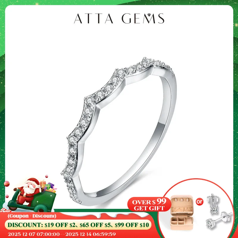 

ATTAGEMS D VVS1 Moissanite Ring for Women Brilliant Diamond Wedding Band Stackble Rings Engagement Sparkly Fine Jewelry Gift