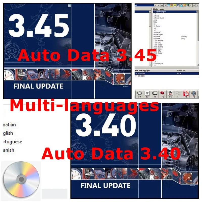 2024 Hot Sale Auto Reparatie Software Auto Data 3.45 Bedrading Diagrammen Gegevens Installeren Video Autodata 3.40 Multi-Languages Cd Usb Drive