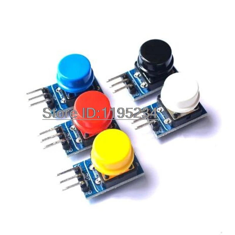 5PCS 12X12MM Big Key Module Button Module Light Touch Switch Module with Hat High Level Output for Arduino or Raspberry Pin 3