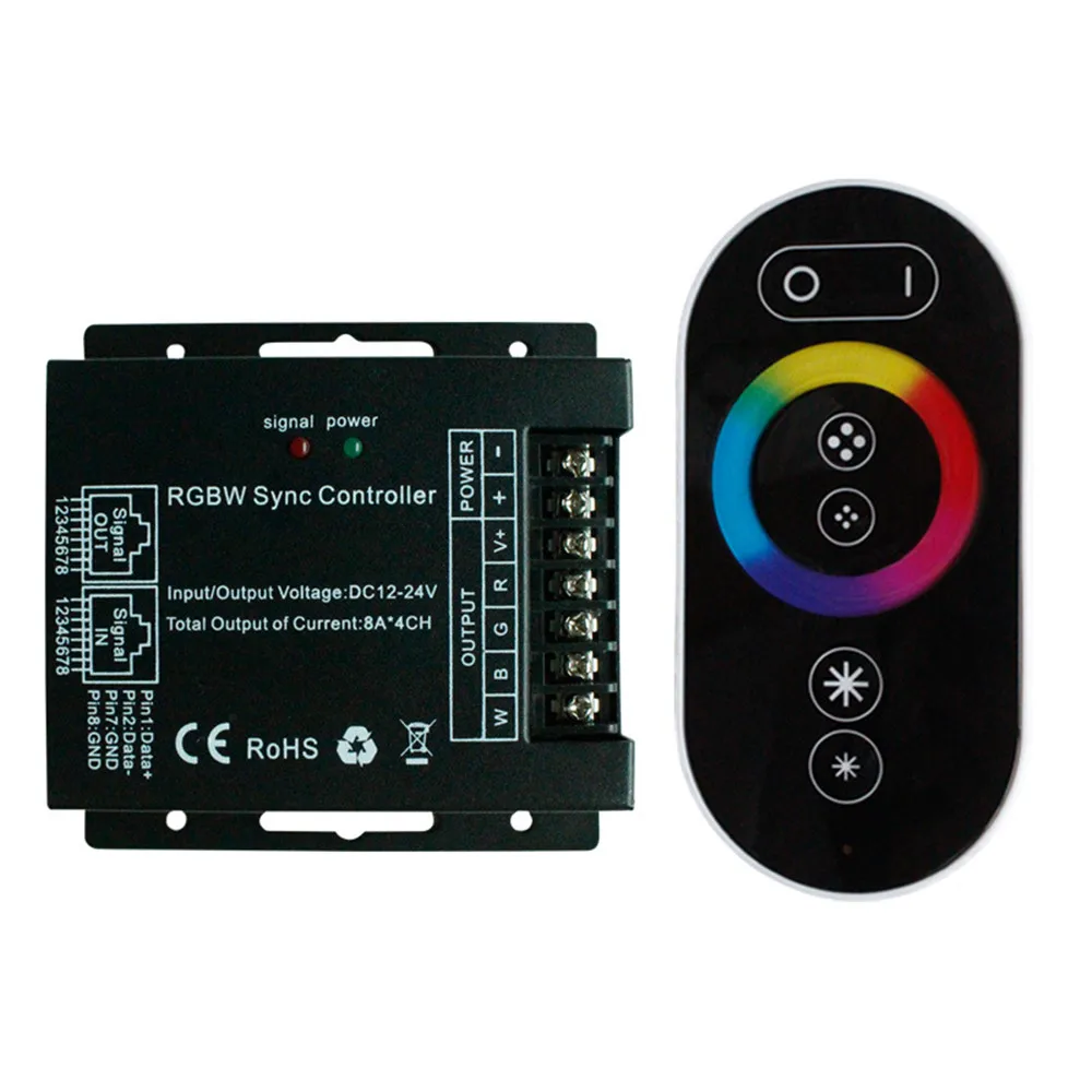 Touch Panel RGB RGBW LED Sync Controller Dimmer DC 12V 24V 16 modalità Wireless RF Remote Switch Controller per luci di striscia a LED