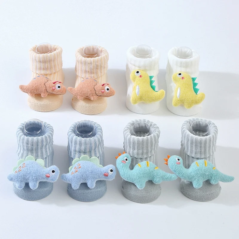 

Cartoon Baby Socks Autumn Winter Newborn Plush Dinosaur Thick Warm Stocking Infant Anti-slip Floor Terry Sock