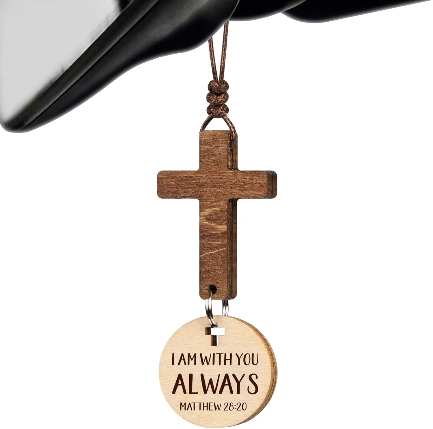 

Car Mirror Hanging Cross with Daily Bible Verse Scan for Men Women Dad Truck Driver Christian Gift