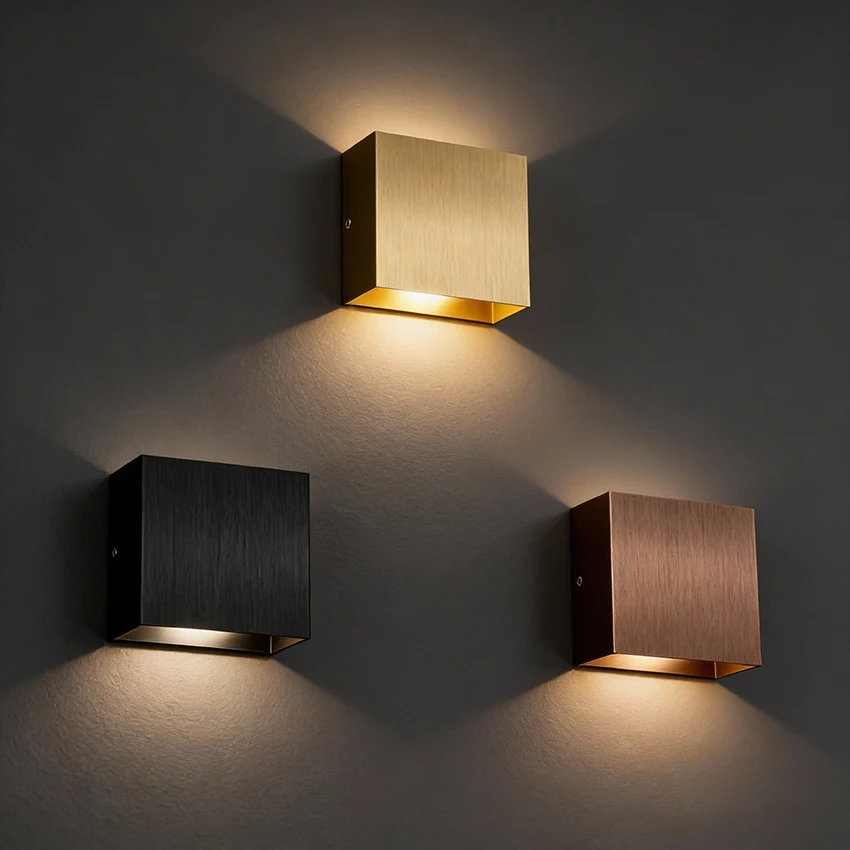 

10cm Small Square Wall Light Modern LED Wall Lamp Brushed Black Gold Coffee Up Down Light for Bedroom Corridor Living Room