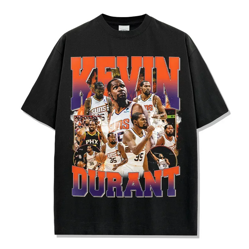 Camiseta Gráfica Kevin Durant Slim Reaper, Cuello Redondo Extra Grande, Tejido Elástico de Secado Rápido, Ropa Deportiva de Baloncesto, Estilo Y2K