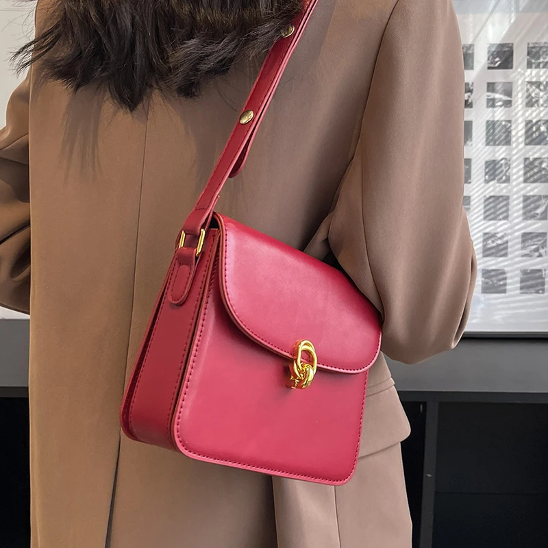 

2023 Women's Messenger Bags High Quality Retro PU Leather Shoulder Bag All-Match Fashion Crossbody Bag