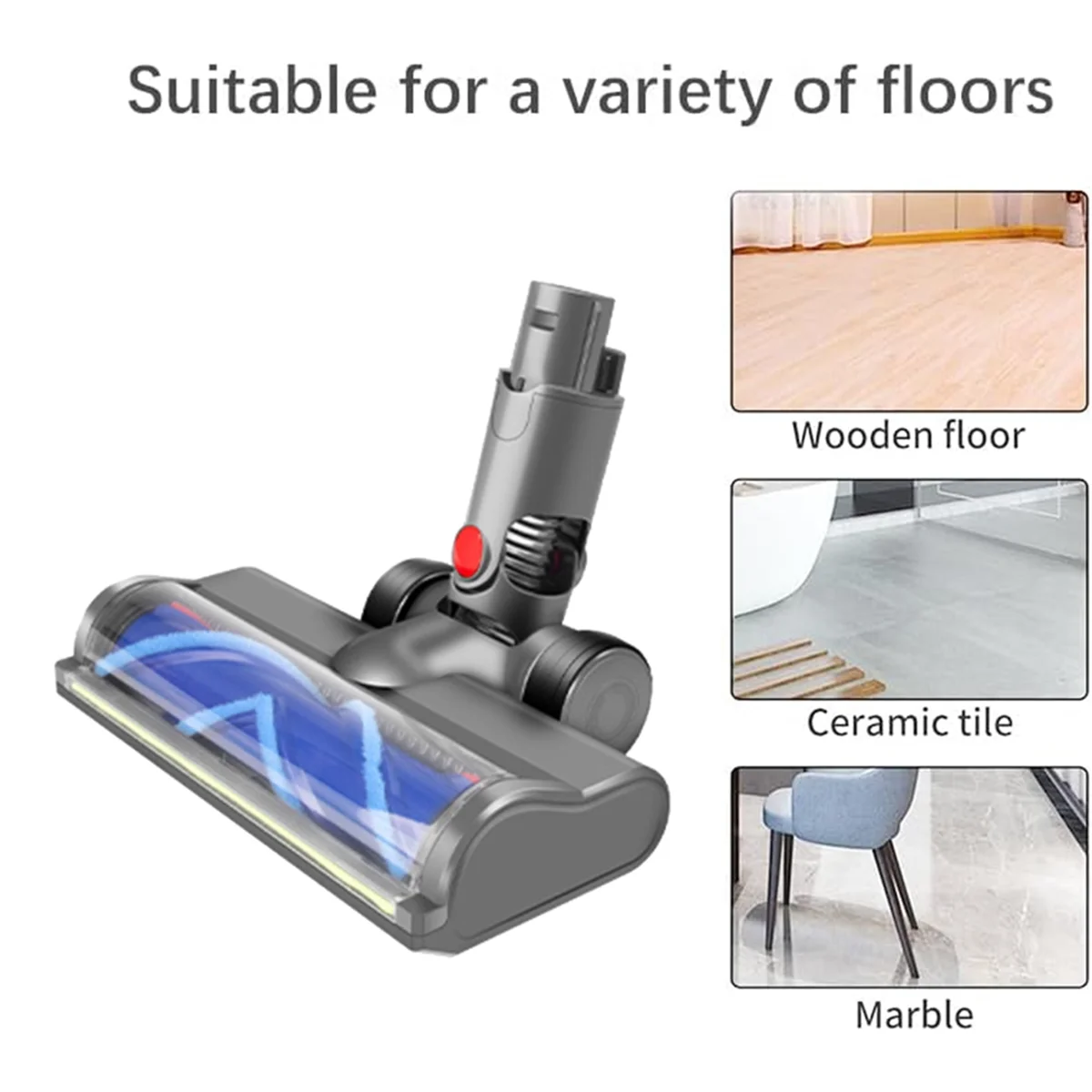 다이슨 V6 DC58 DC59 DC62 DC72용 다이렉트 드라이브 브러시 헤드 바닥 청소기용 LED 먼지 조명이 있는 진공 부착물-A19G