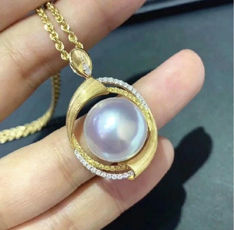 Gorgeous and huge AAAAA 12-13mm natural South China Sea white gemstone pearl pendant necklace