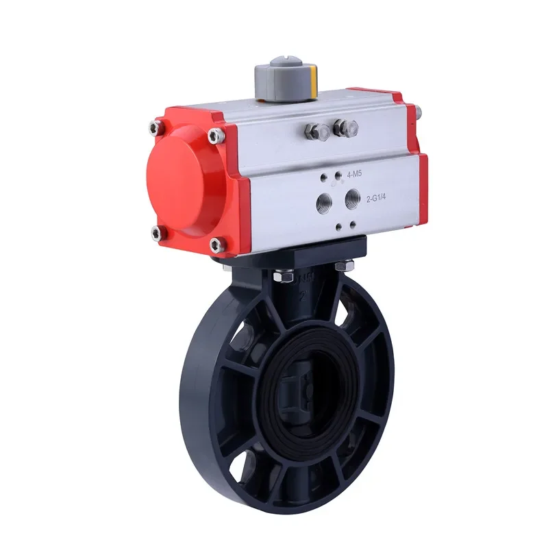 AC220V DC24V Pneumatic Actuator Solenoid Buttely Valve Plastic Buttely Ball Valve Single Double Acting Pneumatic Actuator