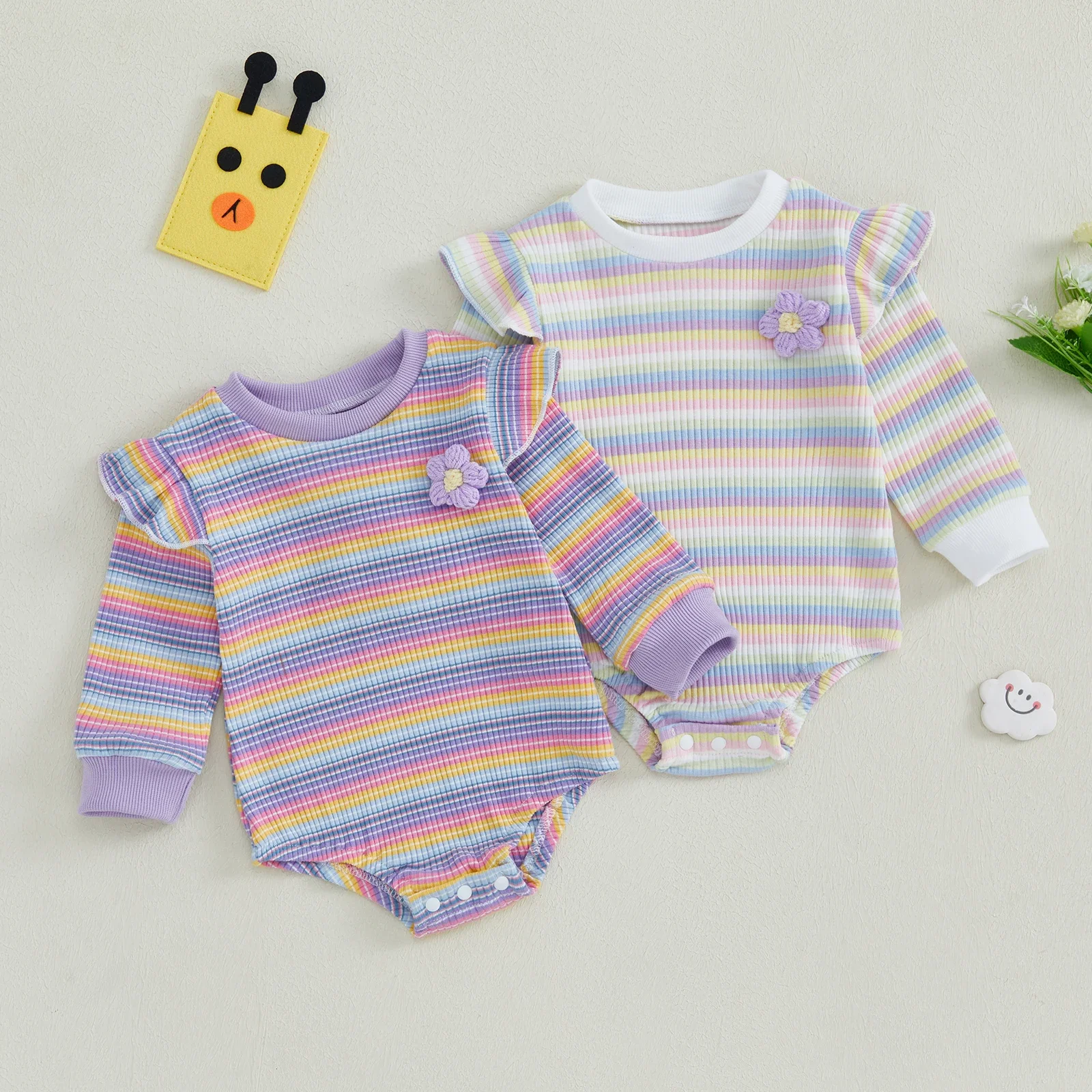 Children Long Sleeve Rompers 0-18 Months Baby Girls Knit Bodysuits Cotton Clothes Toddler Sweater Jumpers Warm Knitwear Clothes