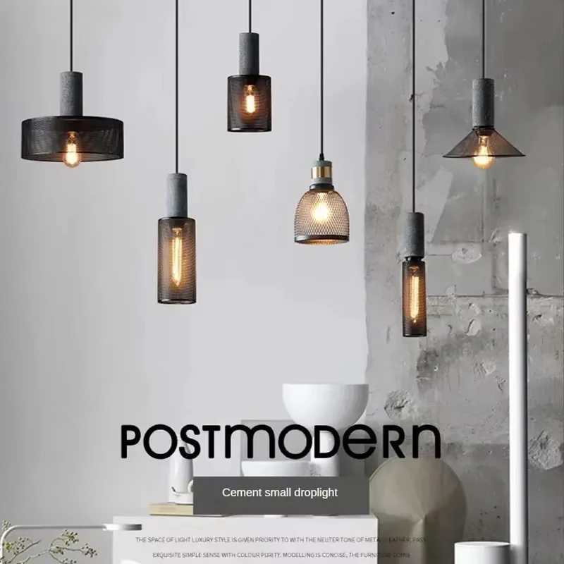 Retro Industrial Style Cement Pendant Lamp Nordic Single Head Restaurant Bar Small Pendant Light Creative Showcase Light Fixture