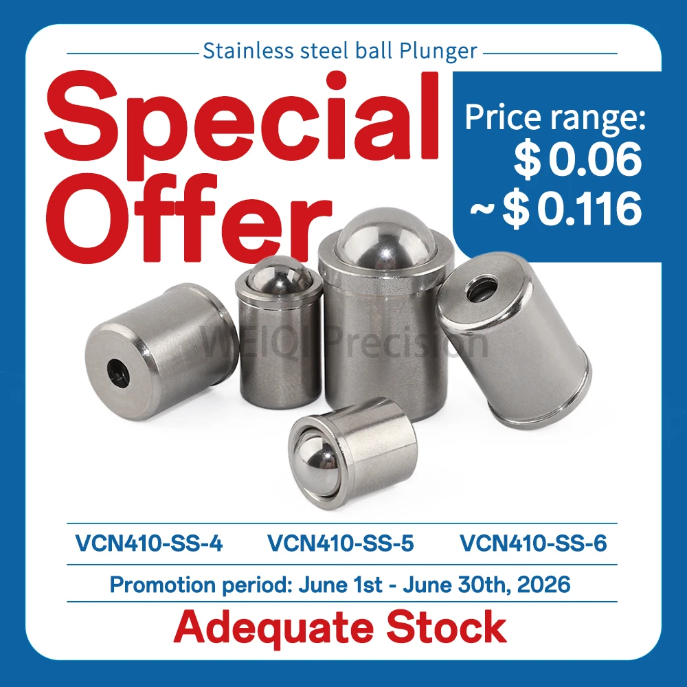 Anniversary celebration!! VCN410 Press Fit Ball Head Plunger Stainless Steel Positioning Beads Ball Screw 4mm 5mm 6mm