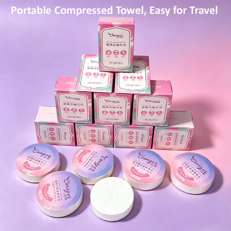 Mini Compressed Face Towels - Individually Wrapped Disposable Thickened Super Absorbent Hygienic Single Use Cotton Wipes