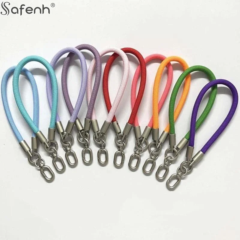 Zinc Alloy Clasp Colorful Braided Nylon Wrist Lanyard Durable Metal Swivel Clasp For Daily Use Holding Keys Phones Small Accesso