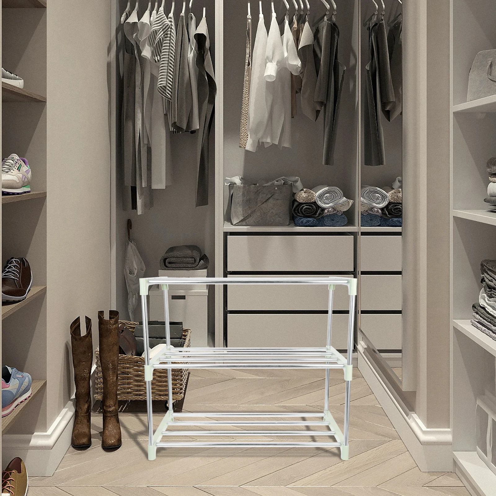 

3-Tier Metal Shoe Storage Rack Heavy Duty Stainless Steel Shoes Organizer Tidy Home Entryway with Modern Craftsmanship