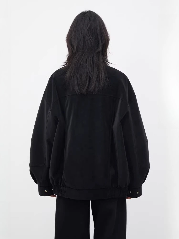 CHIC VEN 女性ジャケットファッション黒スタンドアップカラージッパーフェイクレザーコートストリートレディ服春秋の新 2026