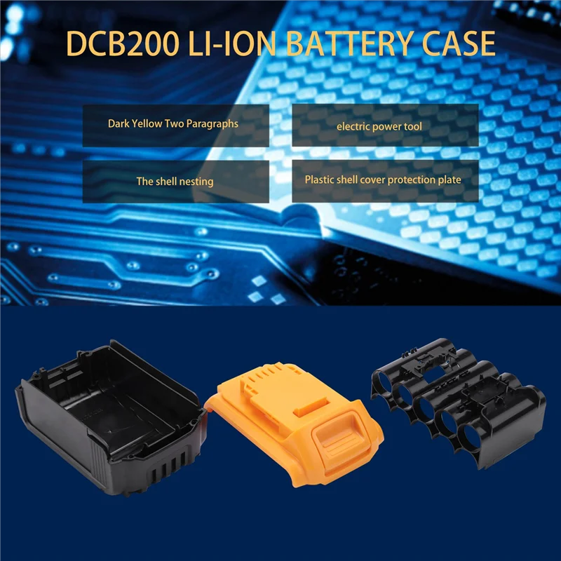 N10R DCB200 Li-Ion Battery Plastic Case PCB Charging Protection Circuit Board Shell for Dewalt 18V 20V DCB183 Li-Ion Battery