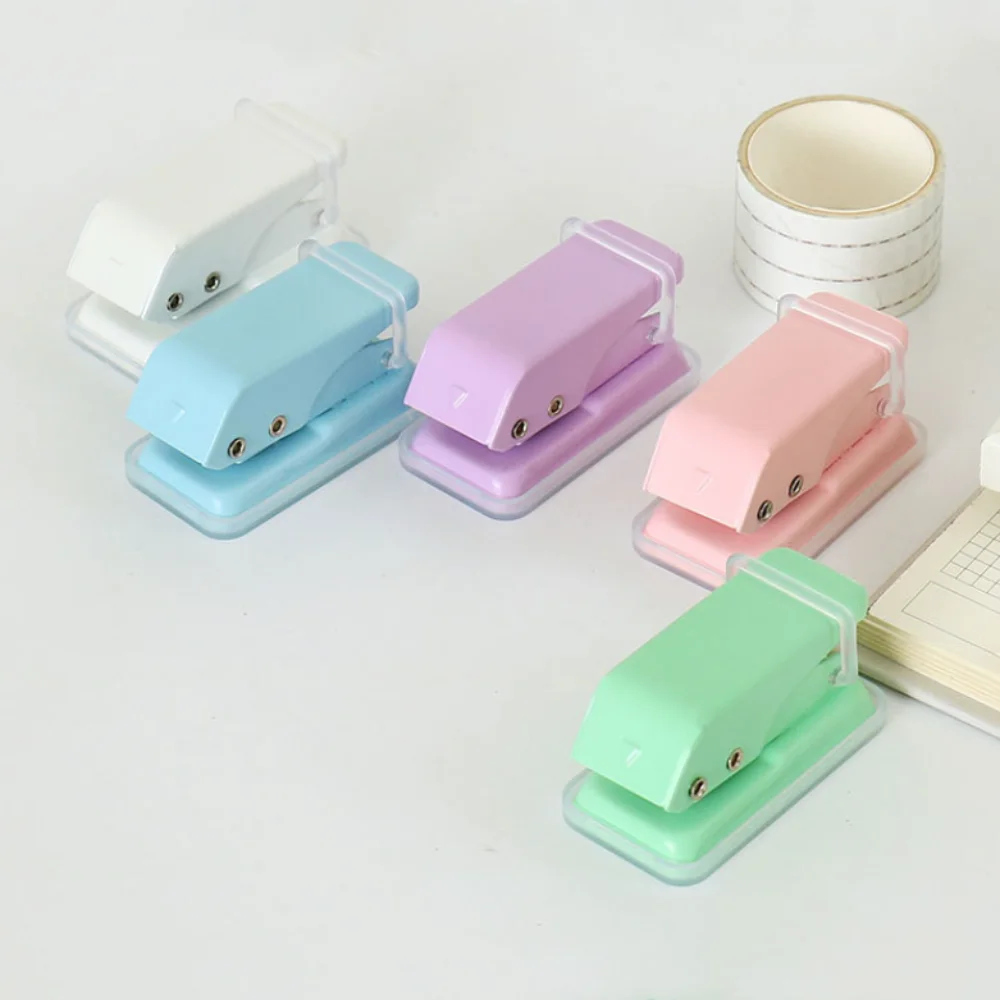 Simple DIY Crafts Single Hole Punch Punching Macaron Color Embossing Tool 1 Hole Binding Loose-leaf Punch Notebook