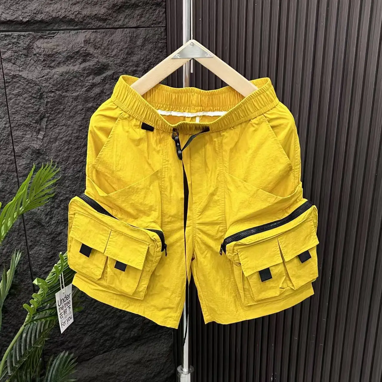 Pocket Patchwork Loose Street Casual Shorts Thin Elastic Waist Solid All-match Trend Shorts Fashion Lazy Men Clothing Summer
