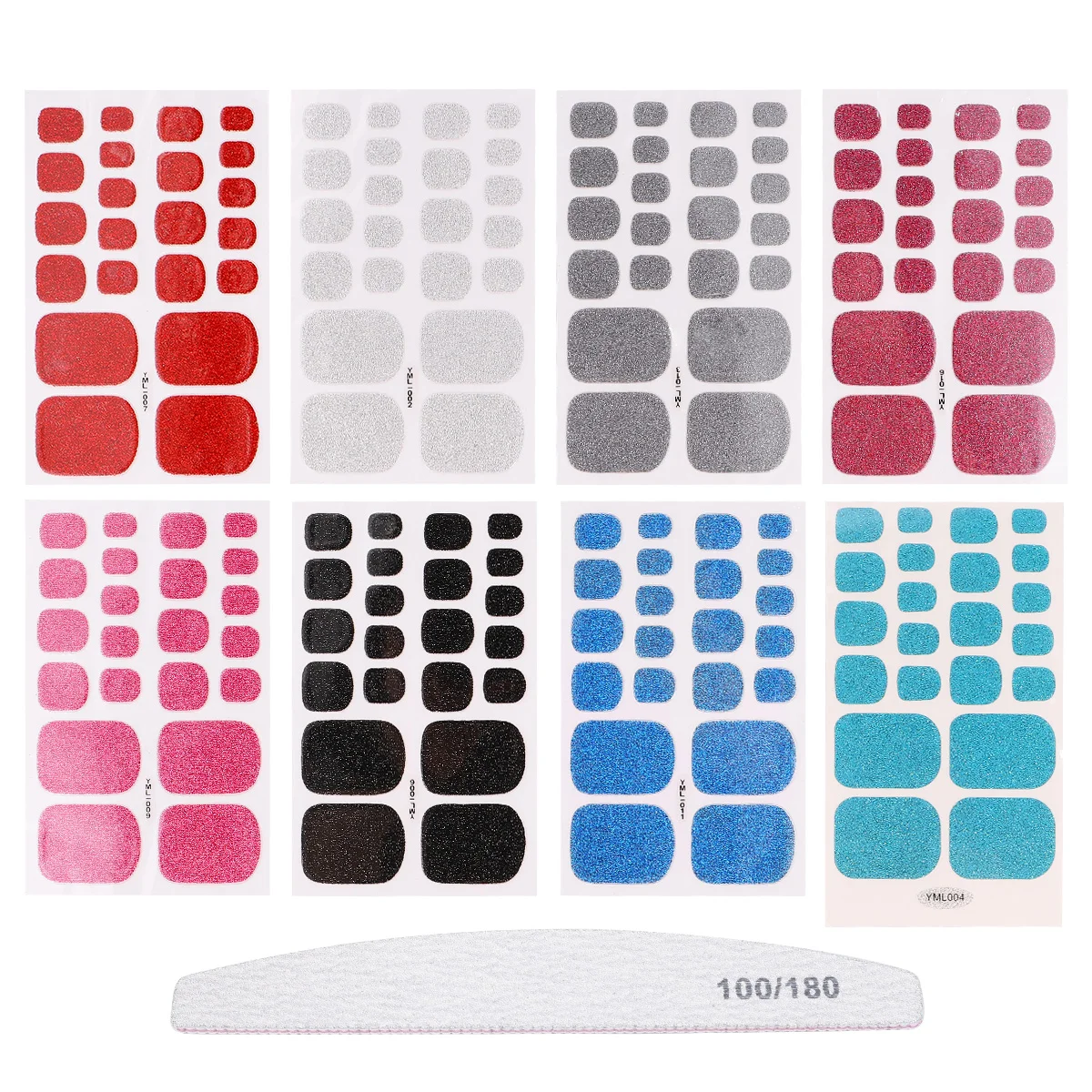 

8 Sheets French Tip Nail Polish Stickers Self Adhesive Toenail Decals Decor