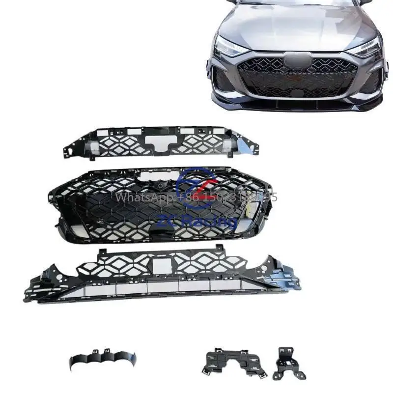

Высококачественный комплект кузова автомобиля, передняя решетка, черный сотовый цвет для AUD-I A3 2024 2025 2026, обновление RS3, стиль, замена без потерь