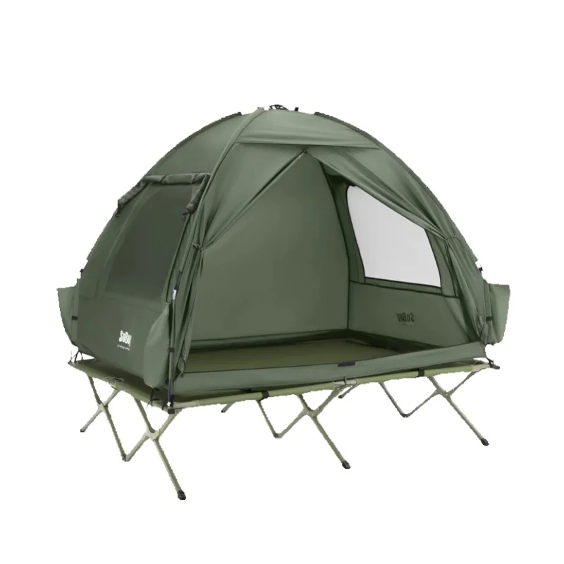 SoBuy OGS32-II-L Campingzelt Einzelzelt mit Lampenhaken und Schuhaufbewahrungstaschen 3in1-Zelt 2 Person praktische Grün