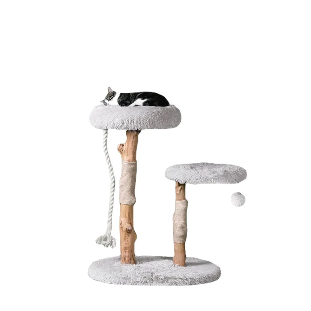 

Modern Wood Cat Tree with Jumping Platform Scratcher Grinding Claw Toy Nest-Factory Wholesale Climbing Rack with Branches