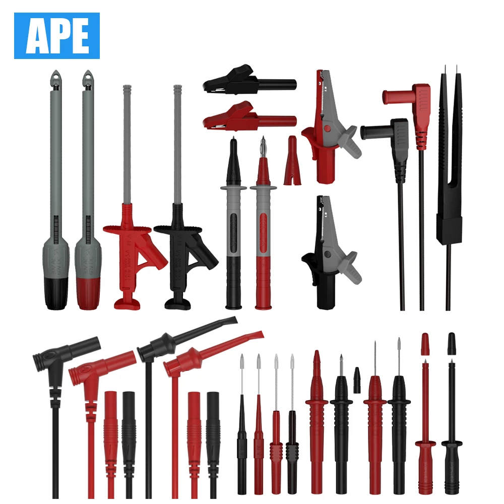 Teste Elétrico Digital Leva Kit com Clipes Jacaré Isolamento Fio Piercing Sonda Multímetro 25 Pcs