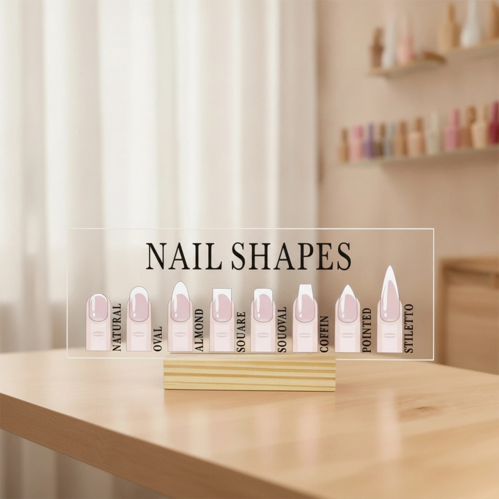 Nail Display Board with Wooden Base Highclarity Nail Display Board Upright Transparent for Manicurists, Beauty Studios