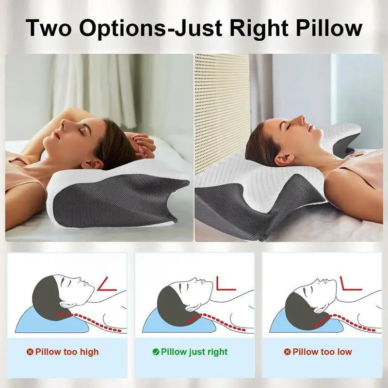 1Pcs Memory Foam Cervical Pillow, Ergonomic Neck Protection Slow Rebound Memory Pillow, Butterfly Cervical Neck, Sleep Care