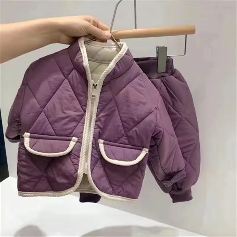 Baby Girl Boy Cotton Padded Clothes Set Coat+Pant 2pcs Infant Toddler Child Warm Coat Suit Winter Baby Clothing Set 1-7Y